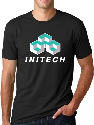 Tricou Initech | Detaliu imprimeu [type: mockup-Tricou clasic baieti-negru;]