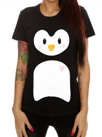 Tricou Penguin Body | Detaliu imprimeu [type: mockup-Tricou clasic fete-negru;]
