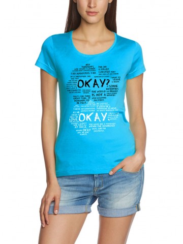 Tricou Okay Okay Clouds | Imprimat pe tricou turcoaz de fete [type: mockup-Tricou clasic fete-turcoaz;]