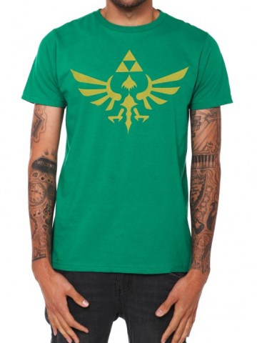 Tricou Legend  of zelda triforce | Detaliu imprimeu [type: mockup-Tricou clasic verde-baieti;]